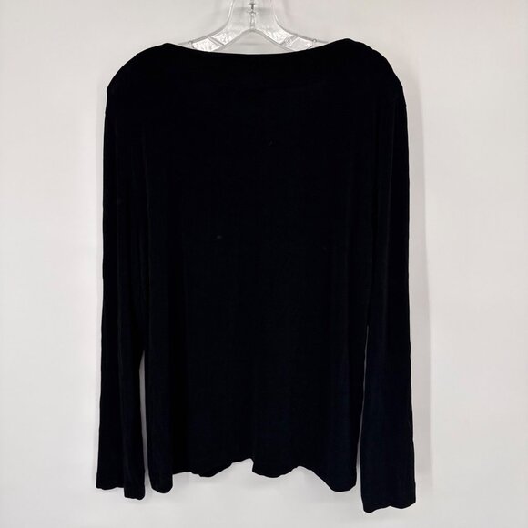Chicos 3 Travelers Black Long Sleeve V-Neck Top Size XL Acetate Stretch USA - Picture 9 of 10
